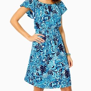 Lily Pulitzer Clarette Flutter Sleeve dress in Resort White Mermazing style